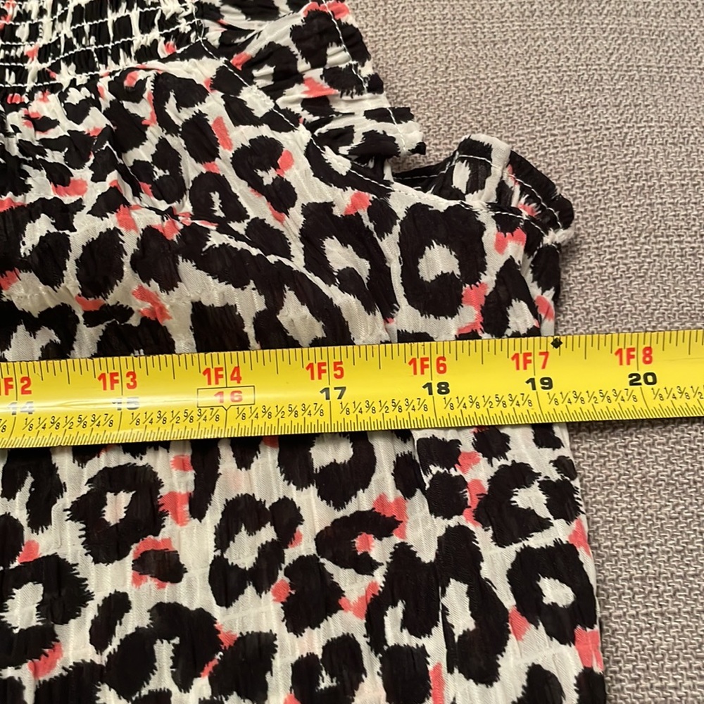 🌷Loft Animal Print Lightweight Top with Ruffle Details Small Sleeveless - Picture 5 of 11